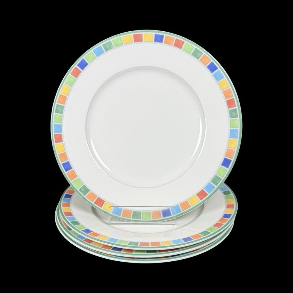 Villeroy & Boch Porcelain Twist Alea Caro Salad Plates 8.5" Mosaic Set of 4 (A)